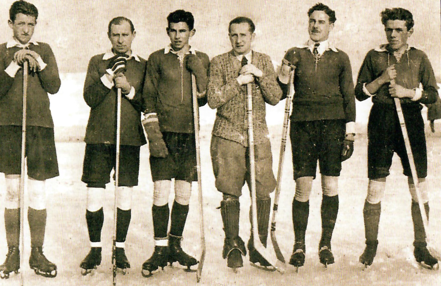 1927 EC KAC So begann es beim EC KAC - Egger, Jovanovics, Botez, Troger, Prof. Pfeiffer und Eggenberger