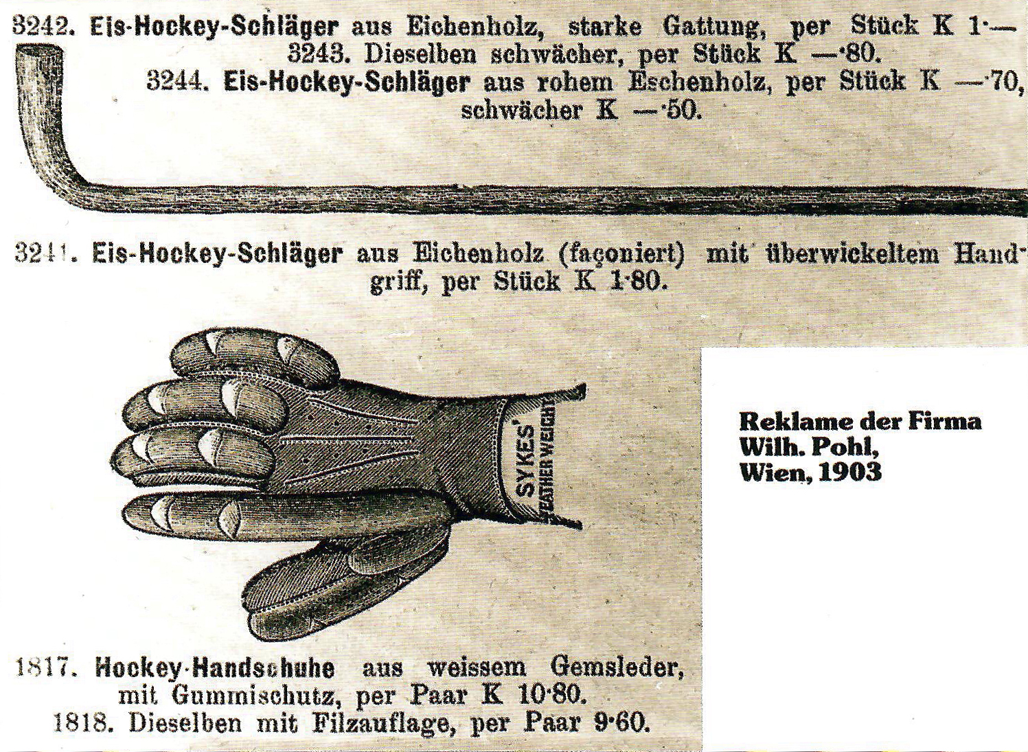 Erste Hockeyhandschuhe aus Gämsenleder